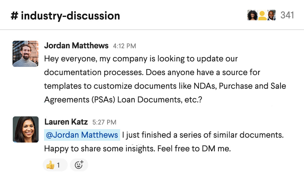 Linked In conversation card